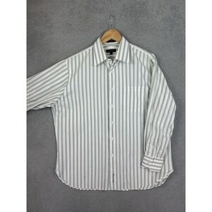 John W Nordstrom Shirt Mens 16.5 32 White Stripe Dress Egyptian Cotton Preppy